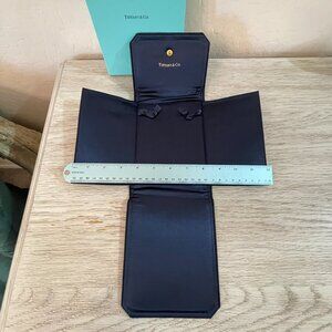 Tiffany & Co.  Necklace Presentation Display Folder Black Suede Blue Box